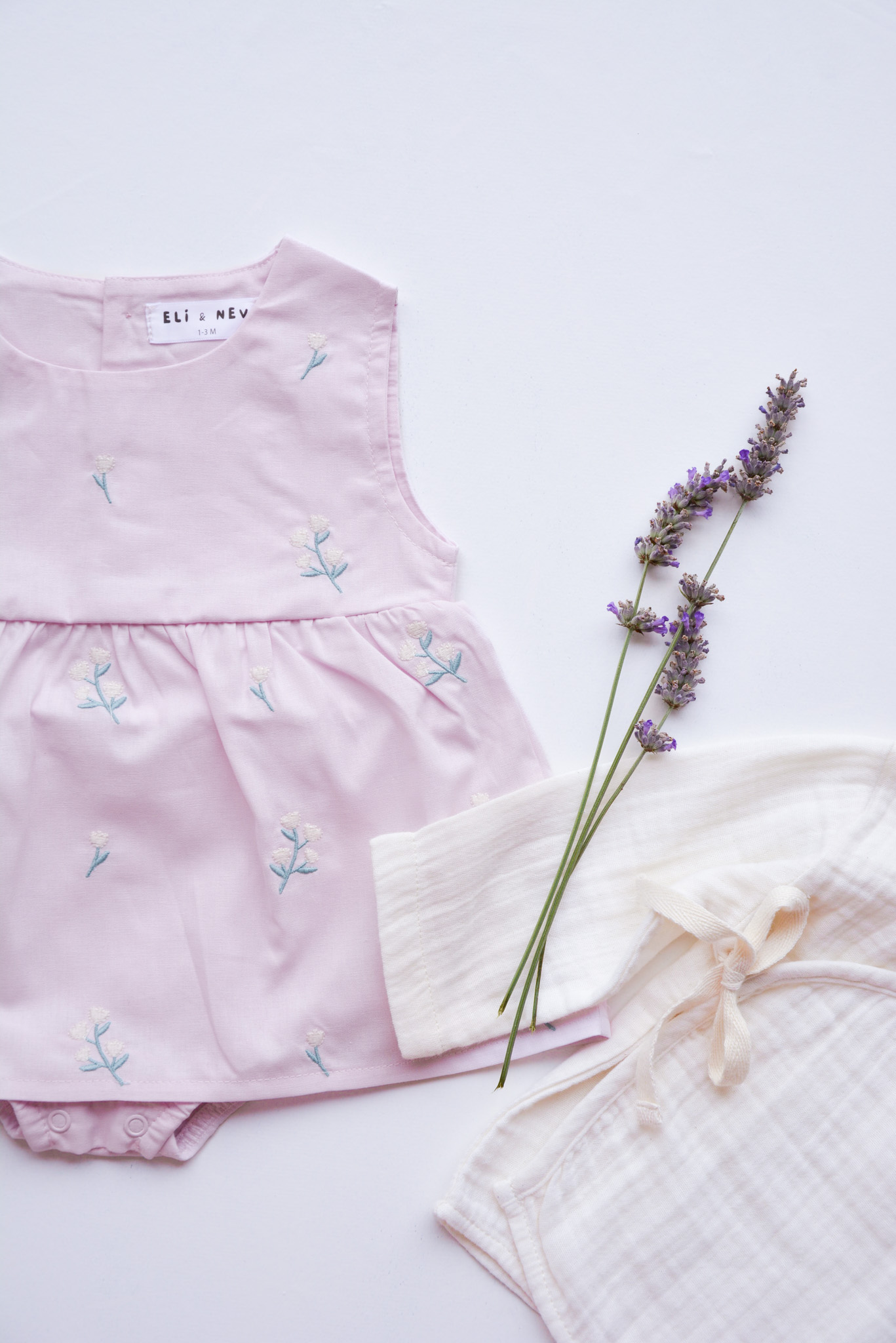 Baby Flower Embroidered Romper 100% Cotton OEKO-TEX Cert. - Image 3