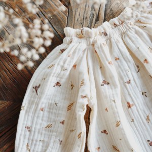 Bird & Flower Pattern Muslin Blouse 100% Cotton