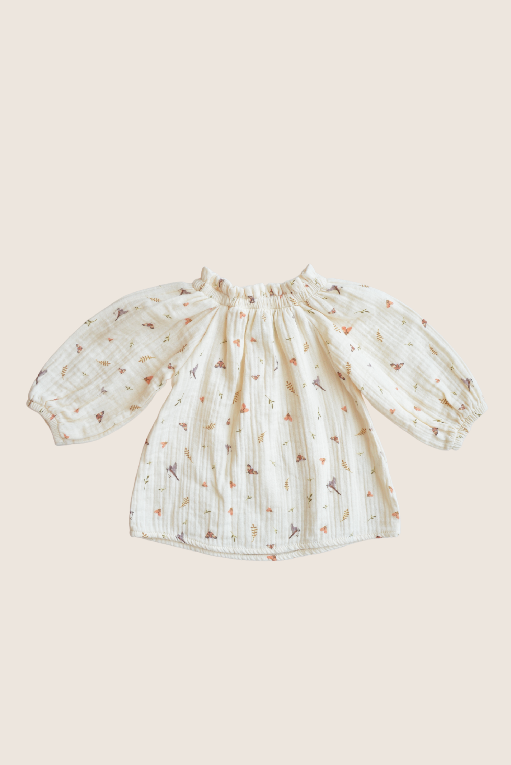 Bird & Flower Pattern Muslin Blouse 100% Cotton - Image 2
