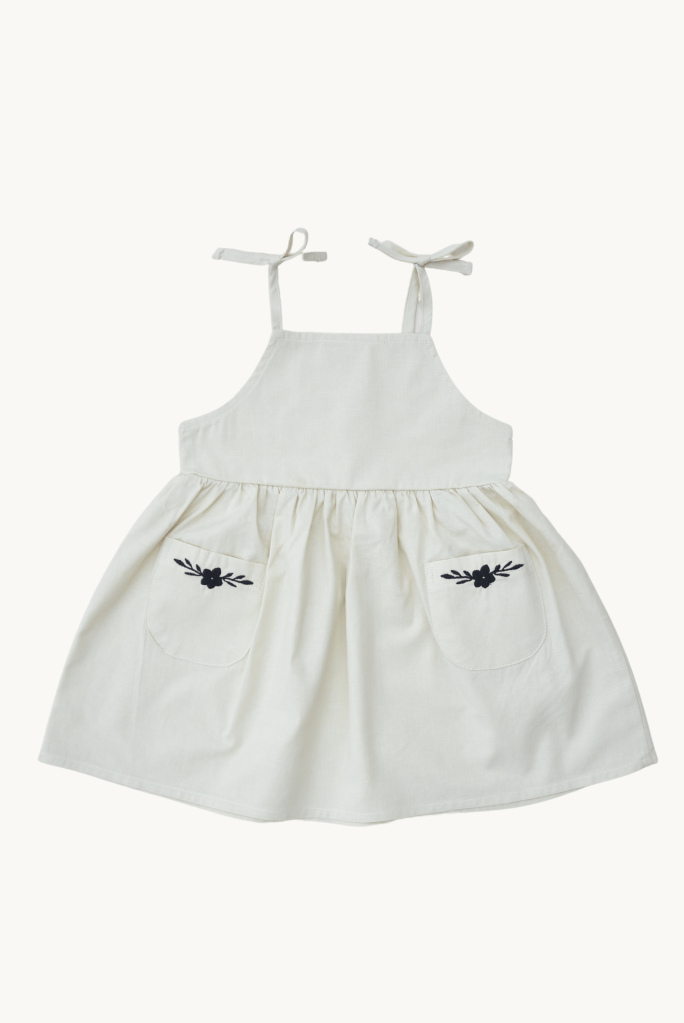 Embroidered Summer Beige Dress 100% Cotton by Triebios made from breathable cotton for babies