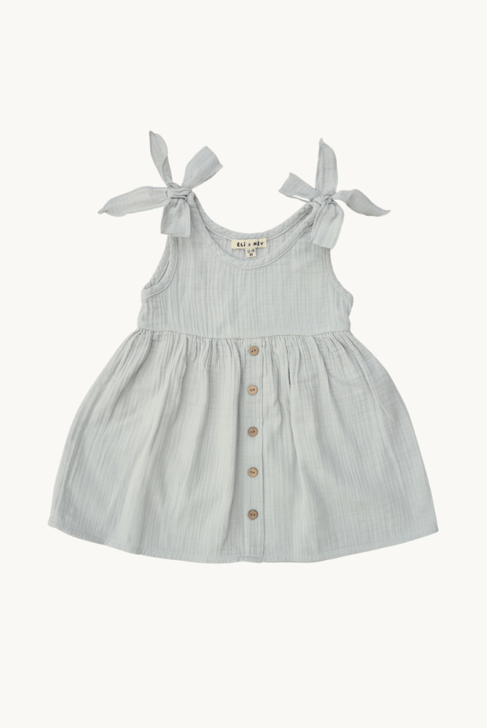 Muslin Dress Sage Green 100% Cotton by Triebios made from breathable cotton for babies